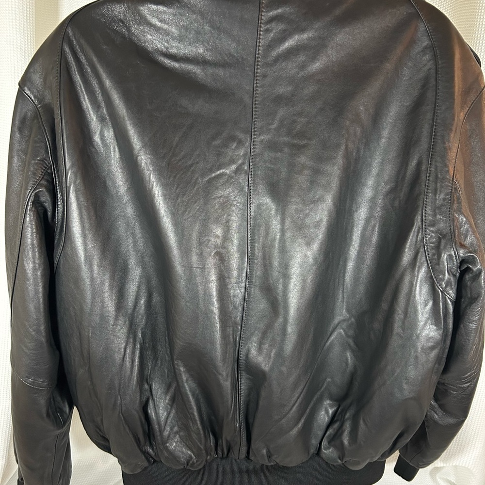 Knoles & Carter Italian lamp skin leather bomber jacket  removable inner liner - Picture 6 of 15